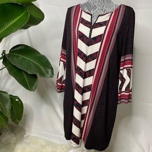 Super Comfy Black, Red & White Print Dress